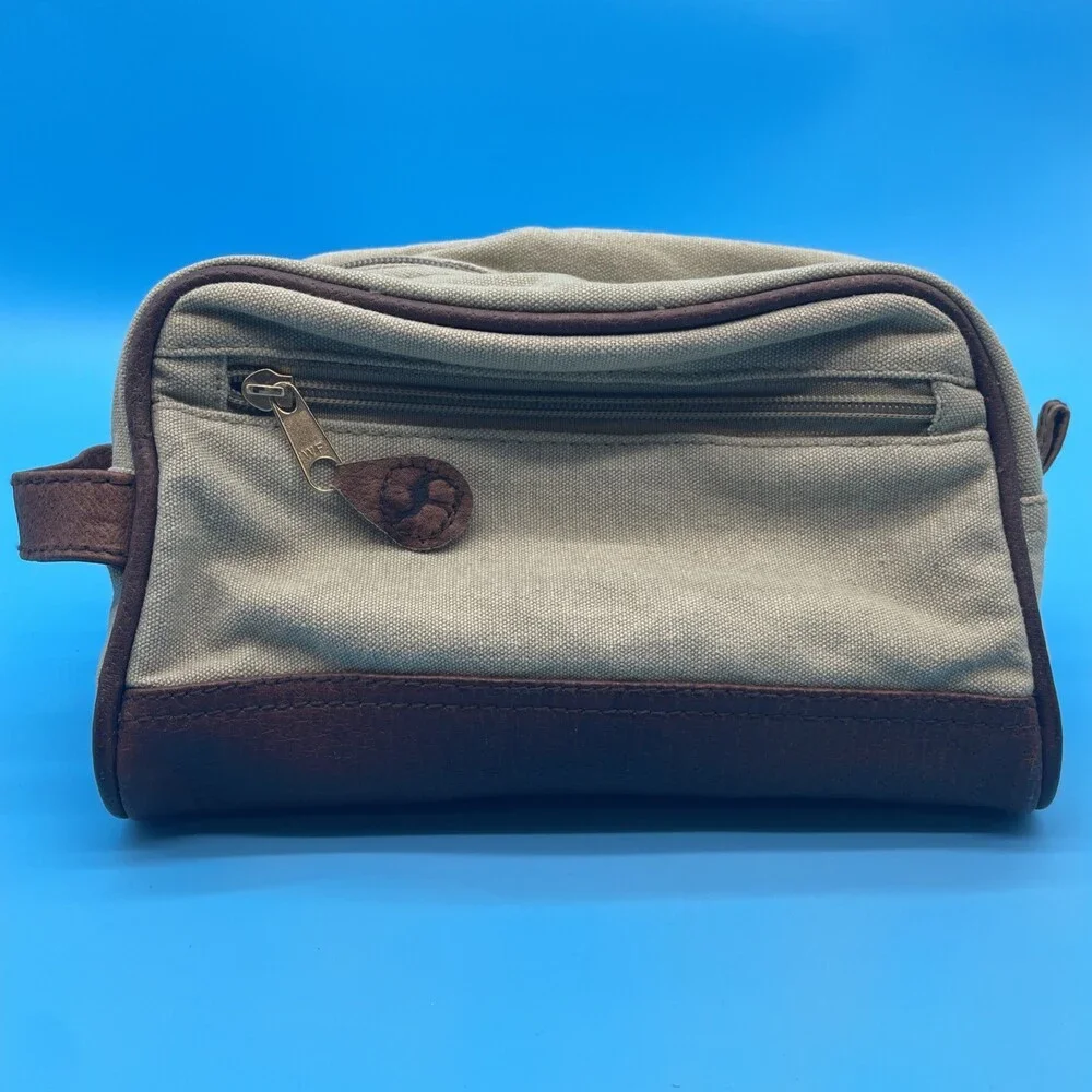 Canvas & Leather Bag Co. Brown Canvas Drop Toiletry Bag For Men